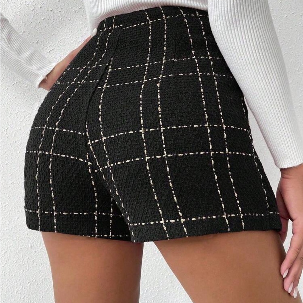 Shein Black Gold Tweed Shorts‎ XL